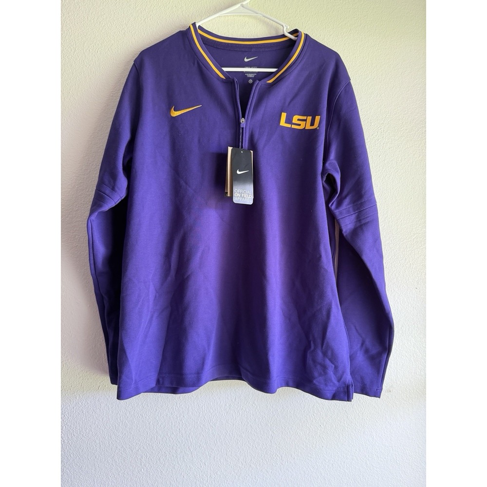 New LSU Tigers Shirt Womens XL Purple Nike Dri-Fit Long Sleeve 1/4 Zip NCAA